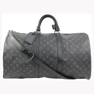 Louis Vuitton Black Monogram Eclipse Keepall Bandouliere 55 Duffle Bag Strap